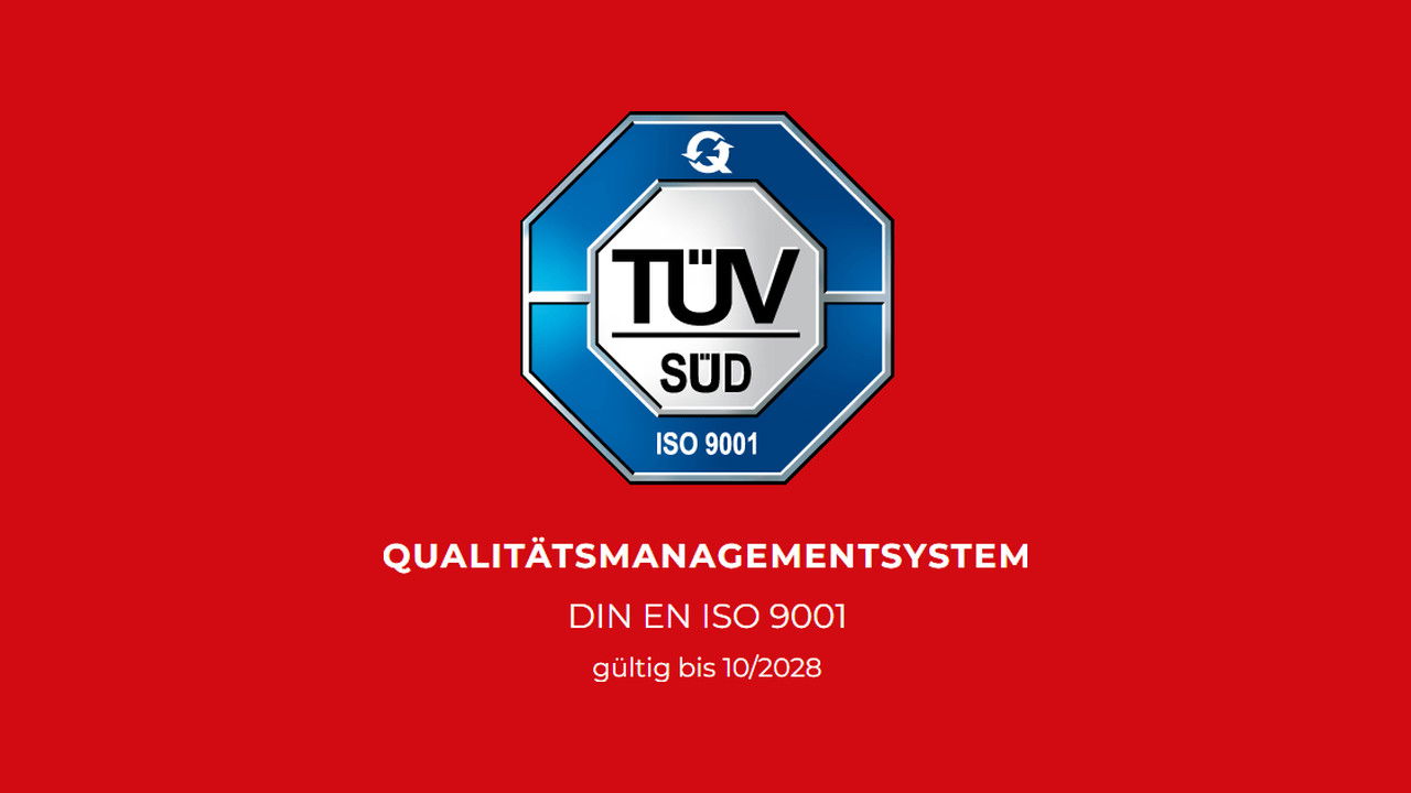 ISO-9001-Zertifikat von TÜV SÜD für das Qualitätsmanagementsystem von Jentner Plating Technology